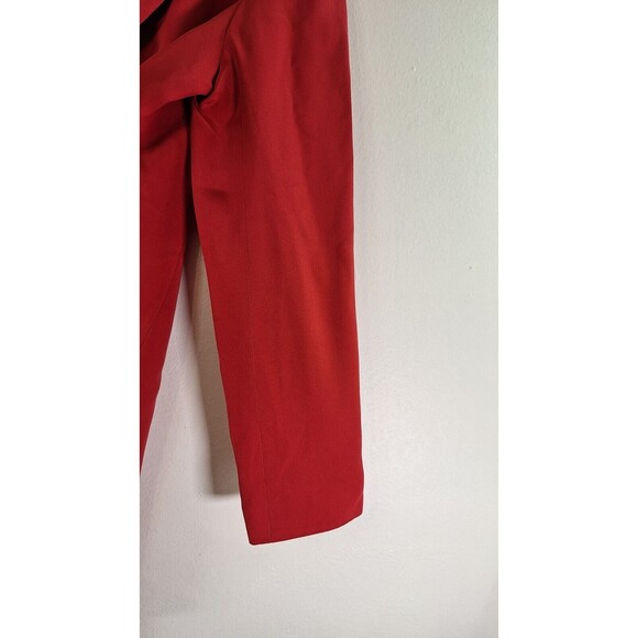 HUGO BUSCATI COLLECTION 100% Silk Long Blazer Women's Sz 14 Red Classic Preppy - Picture 9 of 9